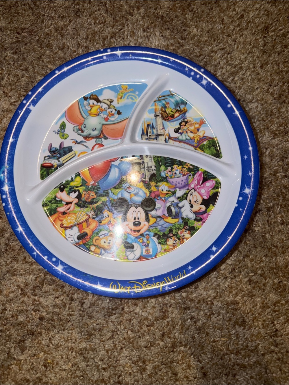 Disney World Melamine divided plate 10"